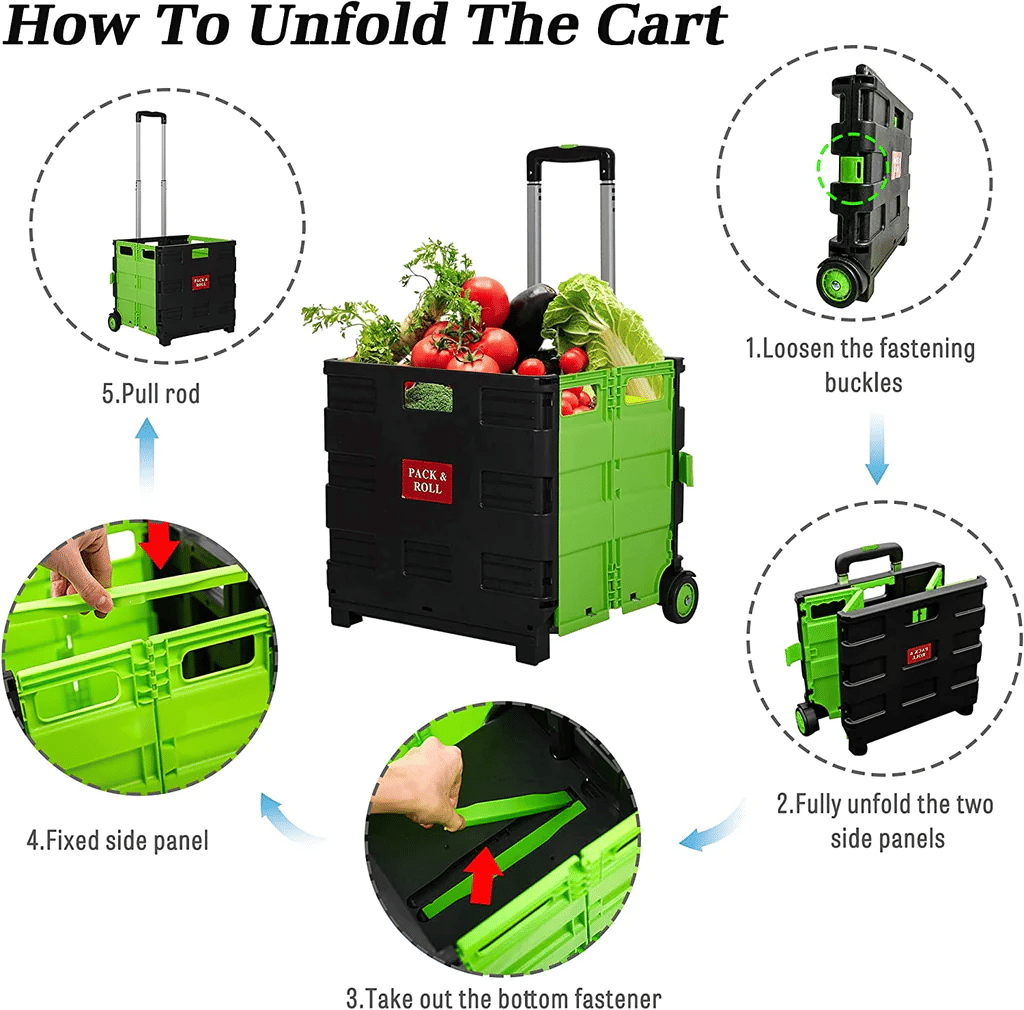 Folding Rolling Utility Shopping Cart