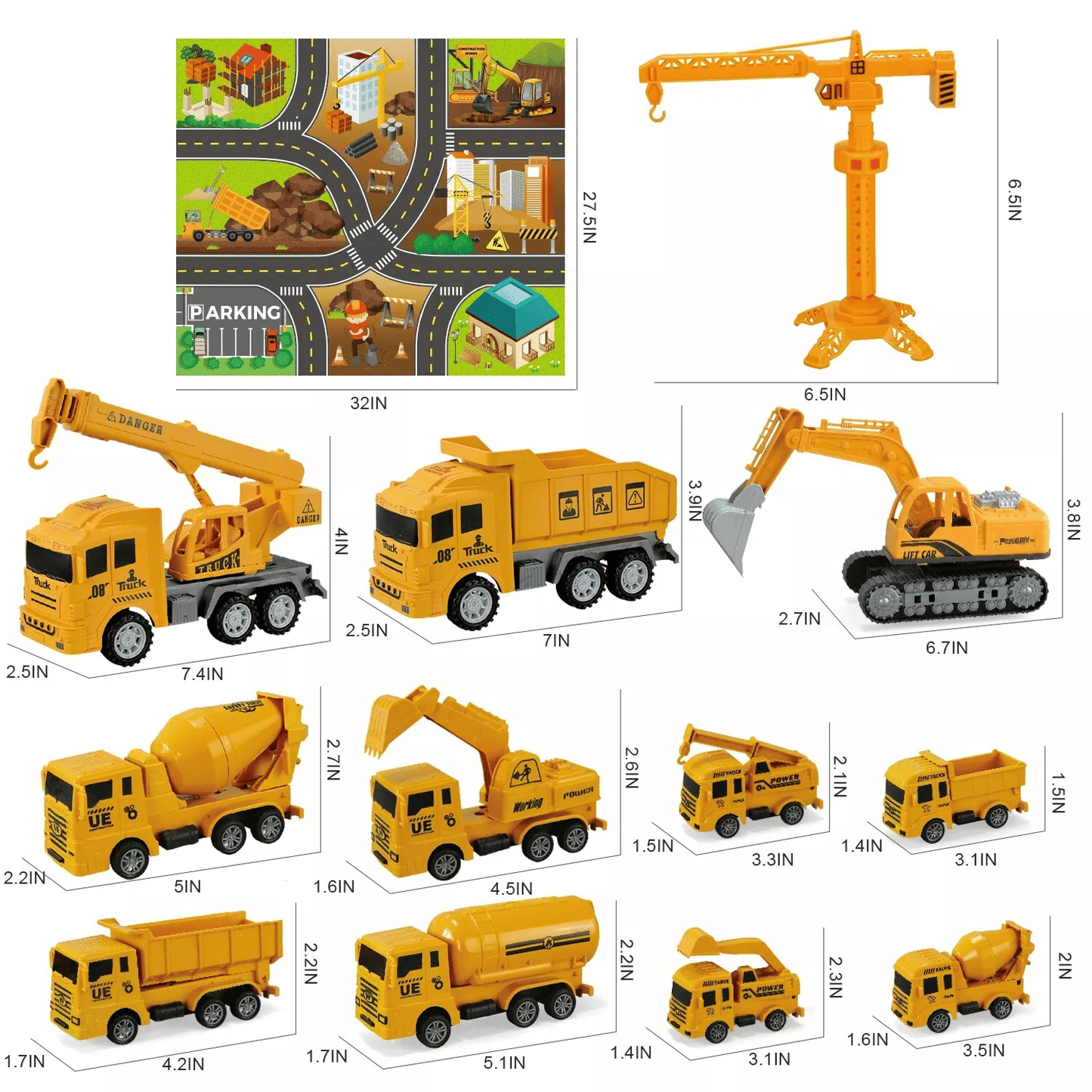 Construction Vehicle Toys 11 pieces