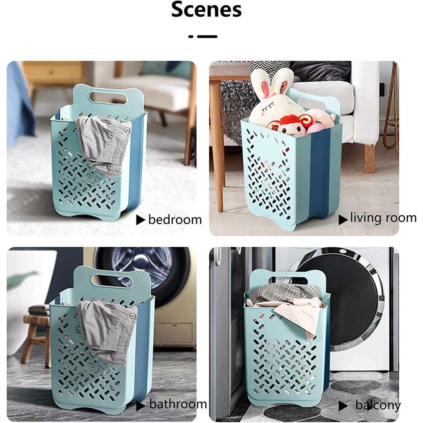 Collapsible Hanging Laundry Basket with Carry Handle