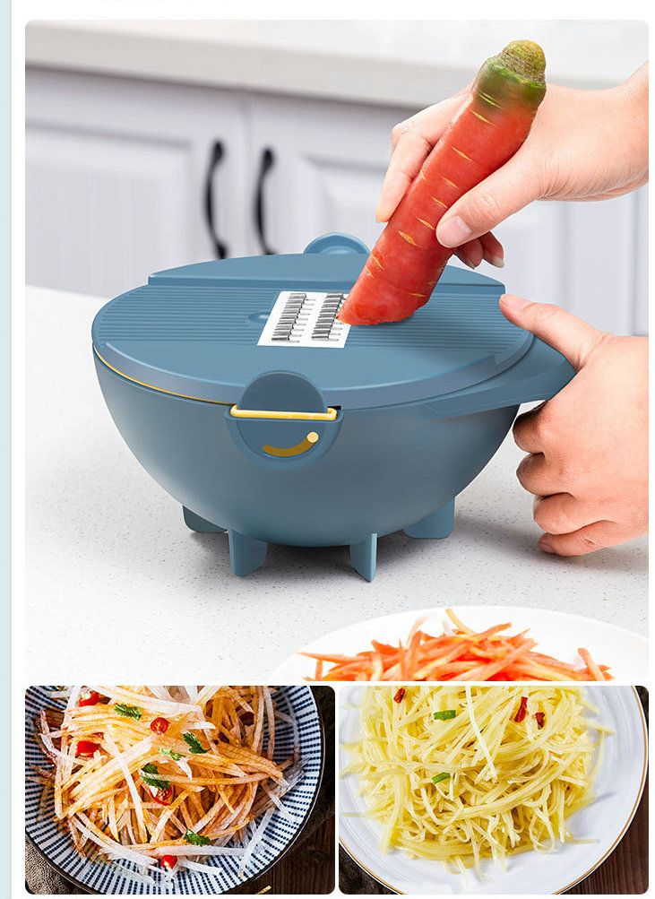 New 9 in 1 Rotate Vegetable Cutter with Drain Basket